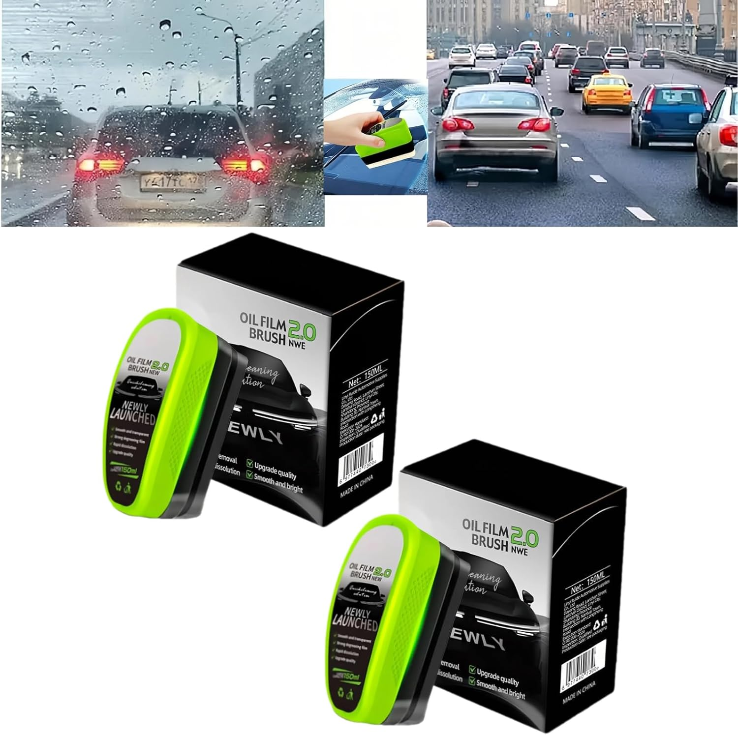 2-Pack Oil Film Cleaning Brush for Car Windshield, Upgraded Glass Cleaner Remover to Enhance Clarity and Visibility, Reusable Automotive Window Cleaning Tool for Rain and Fog Prevention image number 3