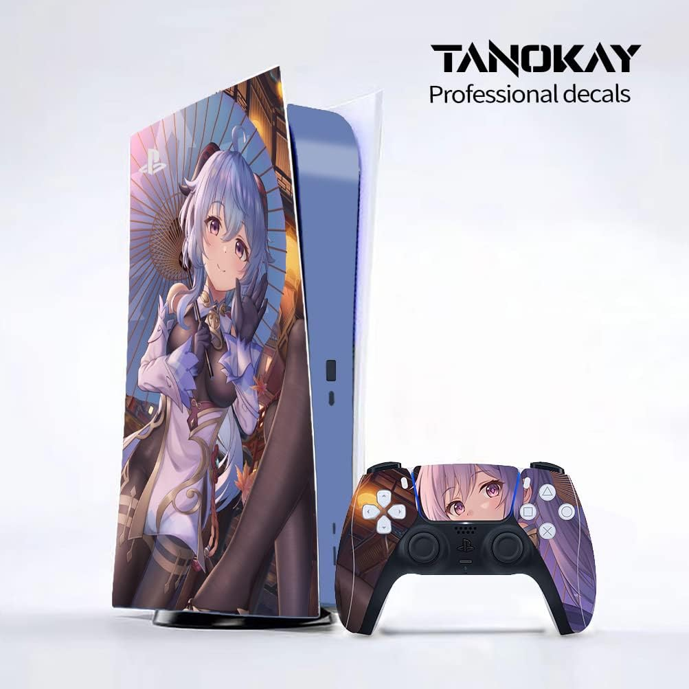 PS5 Console Skin and Controller Skin Set | Ganyu & Keqing Genshin Impact | Matte Finish Vinyl Wrap Sticker Full Decal Skins | Compatible with Sony Playstation 5 Disc Version image number 6