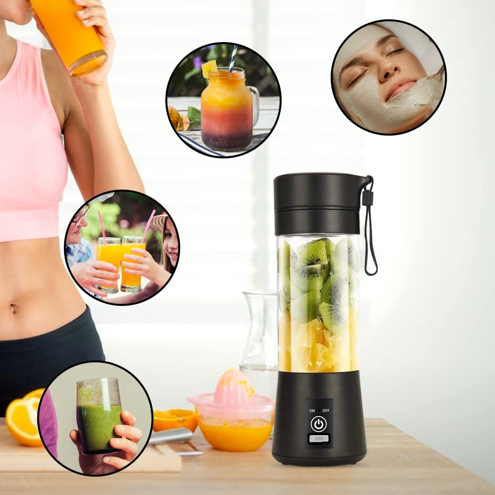 Portable Juice Blenders, 6-Blade Portable Personal Juice Blender Machines Extractor Household Fruit Smoothie Milkshake Mixer with Micro USB Rechargeable for Travel Outdoors, Office, Picnic, Fitness Center, SAA AU Standard (Black) image number 5
