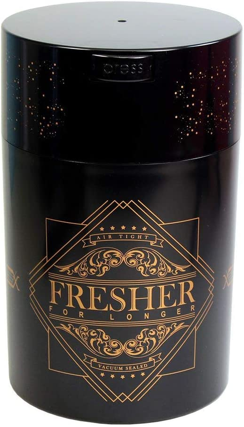 Coffeevac 1LB &ndash; Patented Airtight Container | Multi-Use Vacuum Container Works as Smell Proof Containers for Ground Coffee and Coffee Bean Containers. Black with Gold Logo