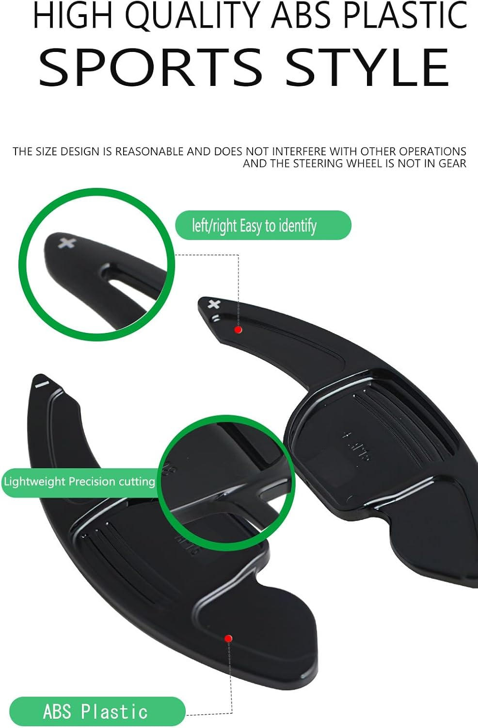 Ontto ABS Plastic Car Steering Wheel Shift Paddle Shifter Extension Fit for Audi A3 S3 8V A4 S4 A5 S5 B8.5 A6 S6 A7 S7 C7 Q5 Q7 2013 2014 2015 2016 Accessories Gear Shift Paddle 2 Pcs Black image number 4