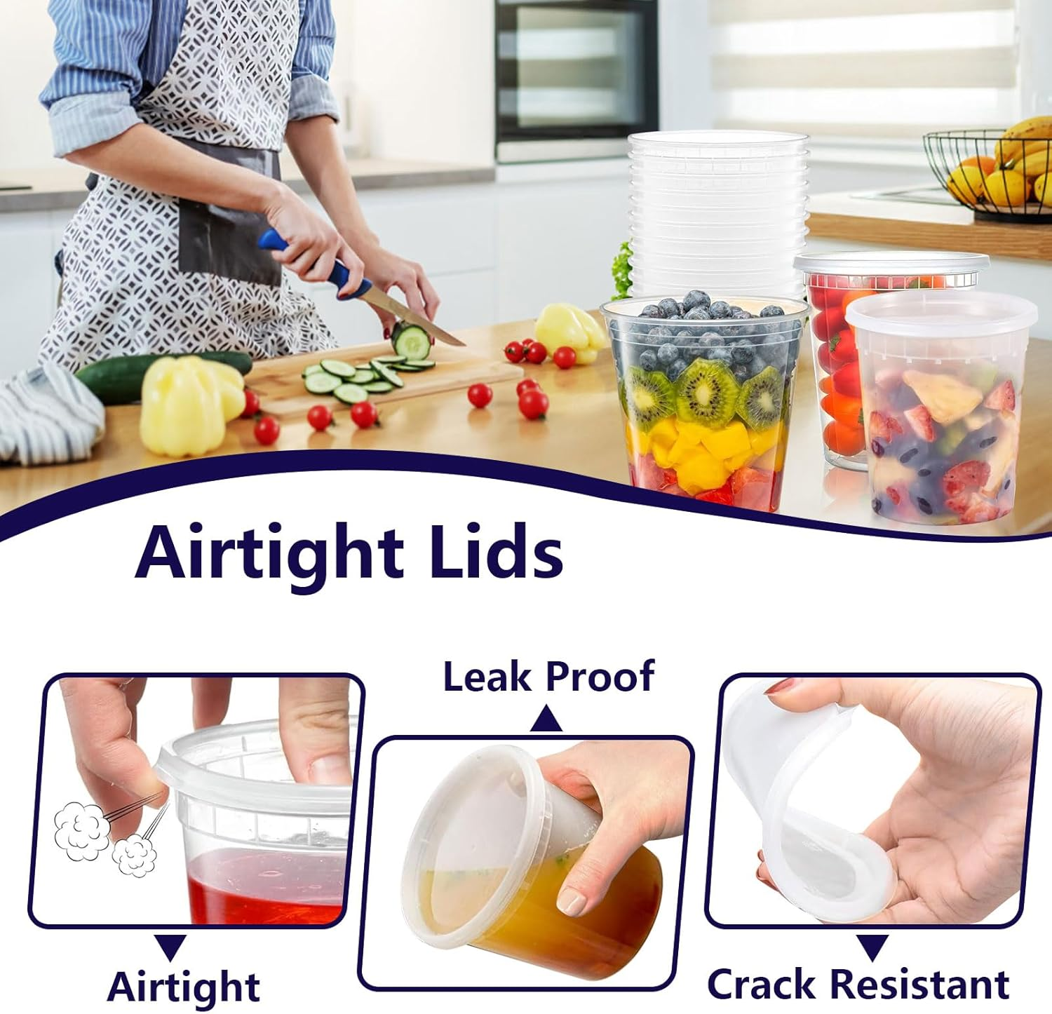 36-Pack 24 Oz Plastic Meal Prep Containers with Lids - Premium Quality, Leakproof, and Freezer Safe, Reusable or Disposable - Ideal for Soups, Sauces, and Bulk Cooking - Bpa-Free and Microwave Safe image number 6