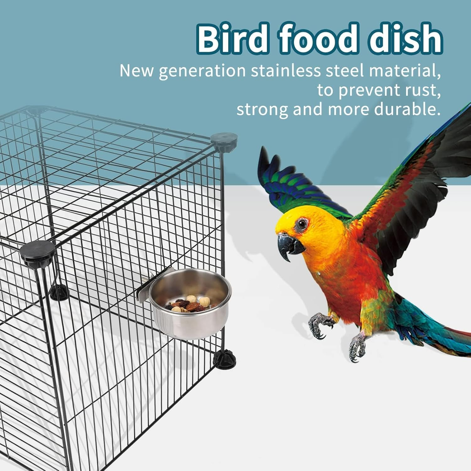 2Pcs Stainless Bird Feeding Bowls,Parrot Feeding Cup,Chinchilla Foods Water Bowl,Birds Cage Feeders and Waterers Parrot Food Bowls Clamp Holder Cup image number 5