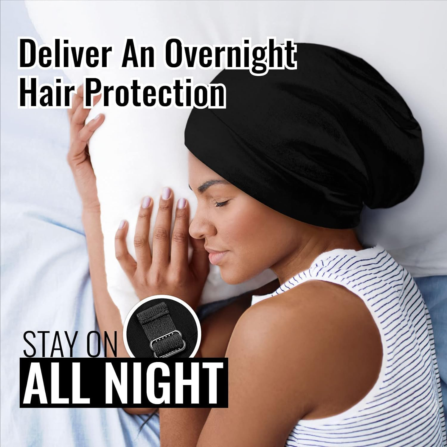 Mulberry Silk Bonnet for Women, Natural Silk Satin Lined Sleep Cap, Double-Layered Breathable Night Cap, Adjustable Silk Bonnet Hat for Curly Hair Braids, Hair Cap with Elastic Band image number 6