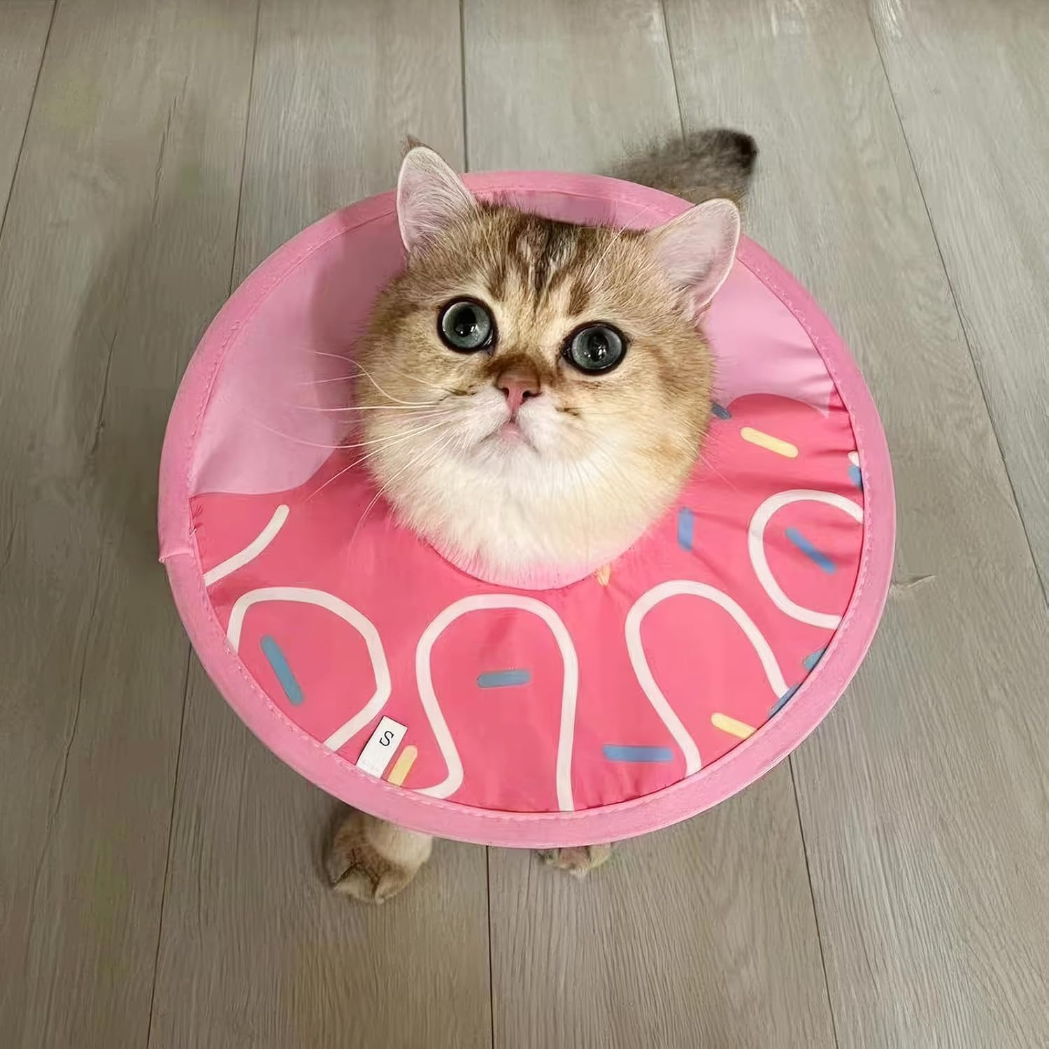 Waterproof Cat Head Cover, Lightweight Cat Head Cover, Donut Cat Recovery Collar, Licking and Scratching Free Head Cover Pet Collar (Pink, M) image number 3