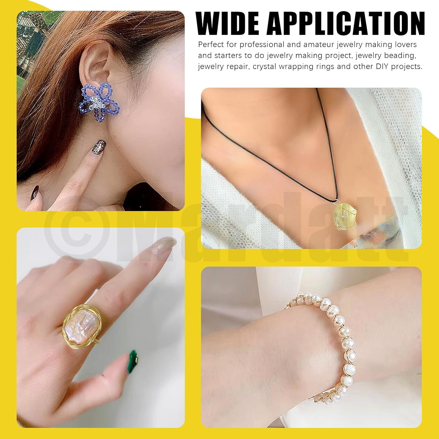 Mardatt 1488Pcs Jewelry Making Supplies Kit Includes Magnifying Glass, Pliers, Wires, Chain, Jump Ring Opener and Tweezers Accessories for Repair Silver M1036 image number 2