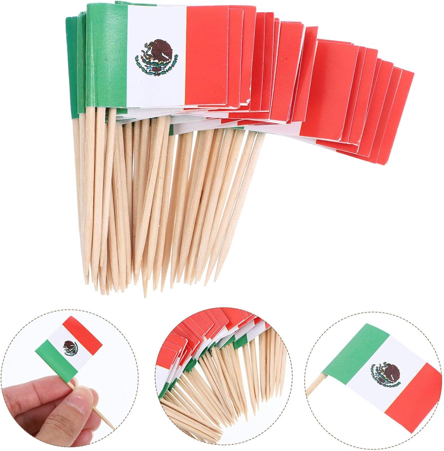 100Pcs Fruit Plate Decoration Wine Stick Mexico Flag Picks Decorative Fruit Toothpicks for Cupcake Dessert Party - Multi 2 image number 6