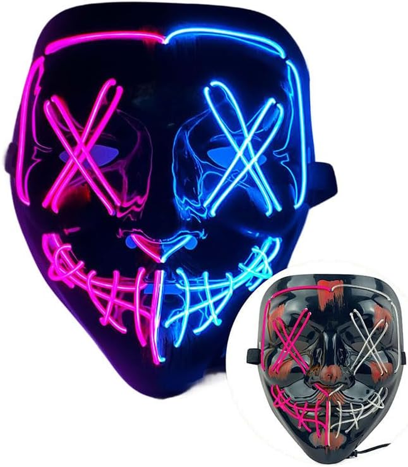 Costume Bay LED V Mask with Multiple Light Effects, Ideal for Parties, Festivals, Halloween, and Themed Events. Vibrant Colors and Glowing Effects That Make You Stand Out.