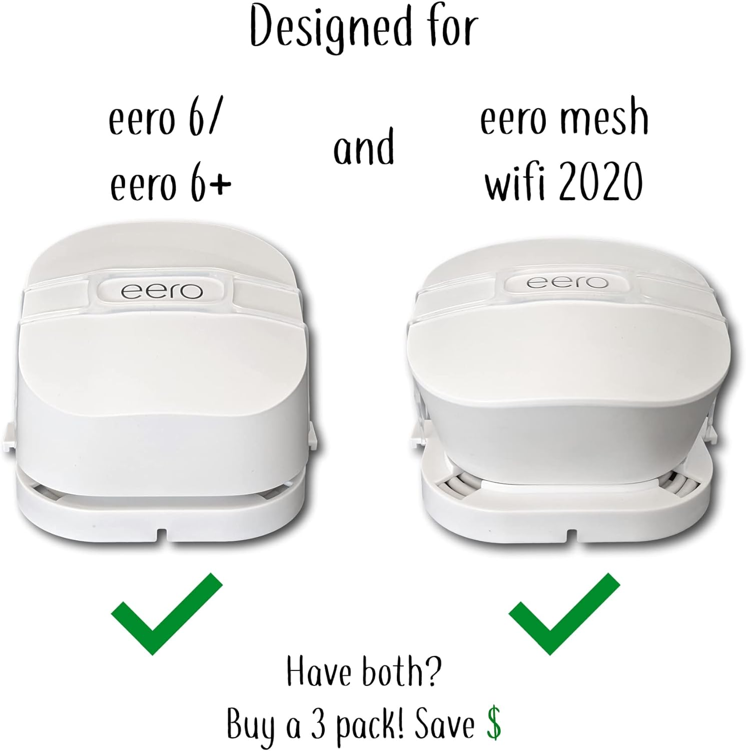 The Eero Genie for Eero 6+, Eero 6, and Mesh Wi-Fi: Wall Mount Outlet Holder Stand | Lowest Profile | Open Access | Multiple Install Options | Horizontal Outlets | Design Winner! (2-Pack) image number 4