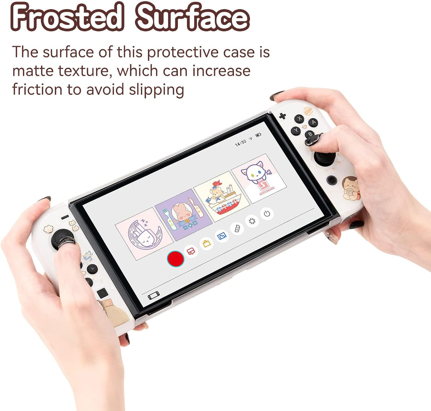 Geekshare Protective Case Slim Cover Case Compatible with Switch OLED and Game Console - Shock-Absorption and Anti-Scratch - Space Cat image number 6