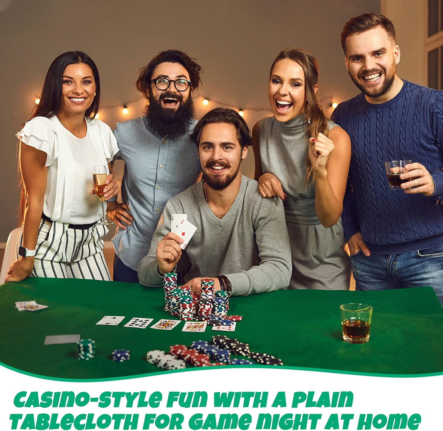 Mixweer 2-Piece Poker Table Top Mat Set &ndash; Premium Green Felt Poker Table Cover (36" X 72") & Casino-Grade Mat, Reversible Foldable Surface for Texas Hold, Blackjack, Dominoes, and Card Games image number 4