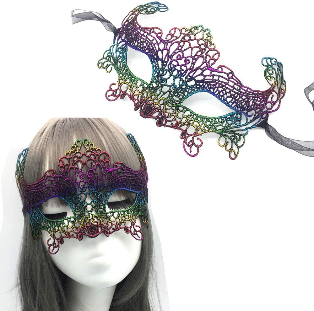 Imapo Masquerade Mask for Women 4 Pack, Girl'S Sexy Lace Venetian Style Eye Masks for Cosplay Mardi Gras Halloween Party Costume Ball - 4 Color image number 2