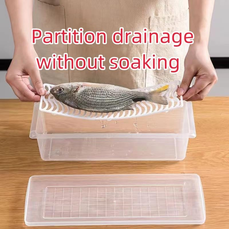 6 Pcs Stackable Fridge Organiser Bins with Lids and Removable Drain Basket, Fresh Container Food Storage Containers for Fruit & Vegetable Storage or Wash, Kitchen Storage & Organisation（Small） image number 4