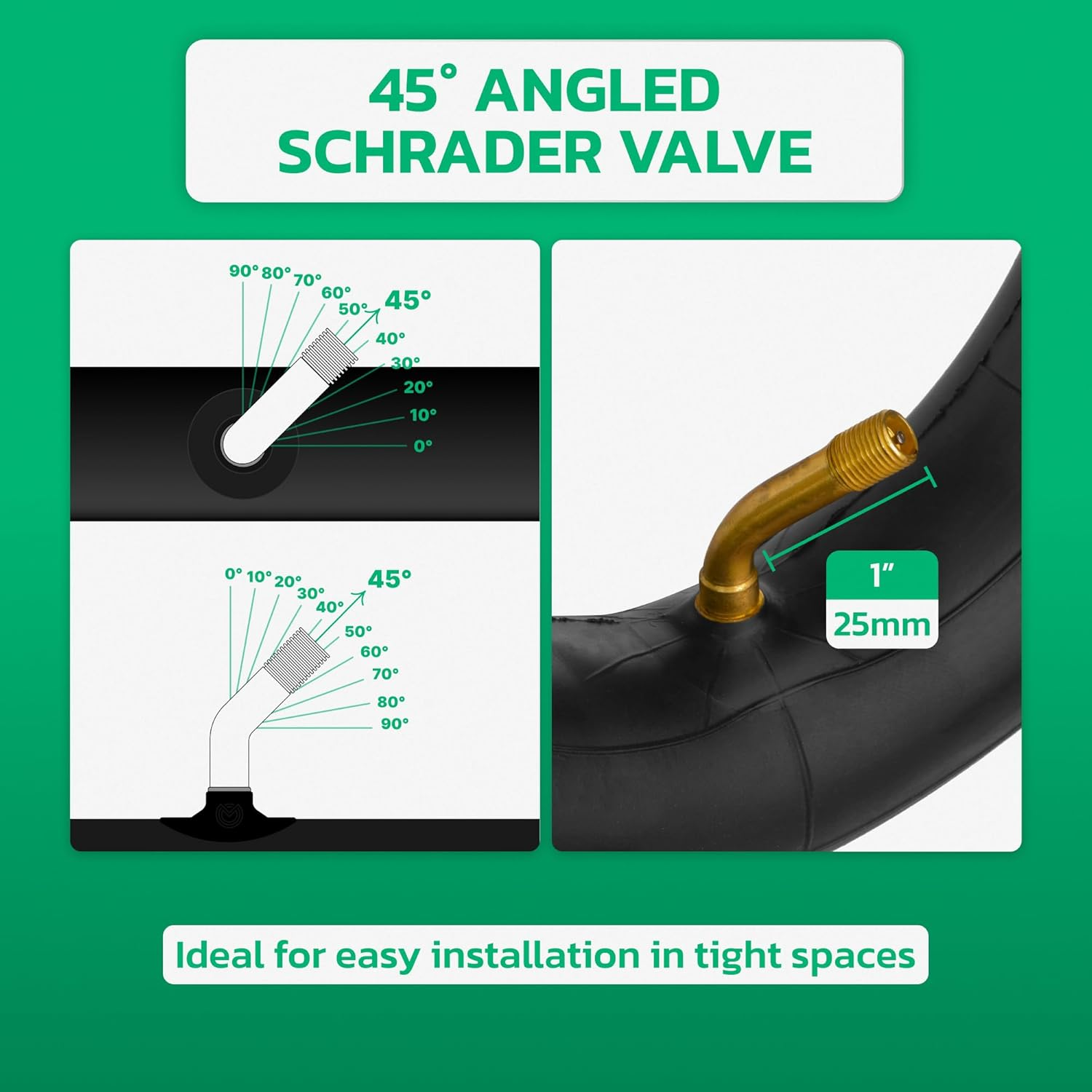 MOOVMOOV E-Scooter Tube 8 1/2 X 2 Inch (X2) - Angled Valve 45/45 - Compatible with 8 &frac12; X 2 (50-134) or 8.5 X 3.0 E Scooter Tyres - Universal with Premium Quality with Curved Valve image number 4