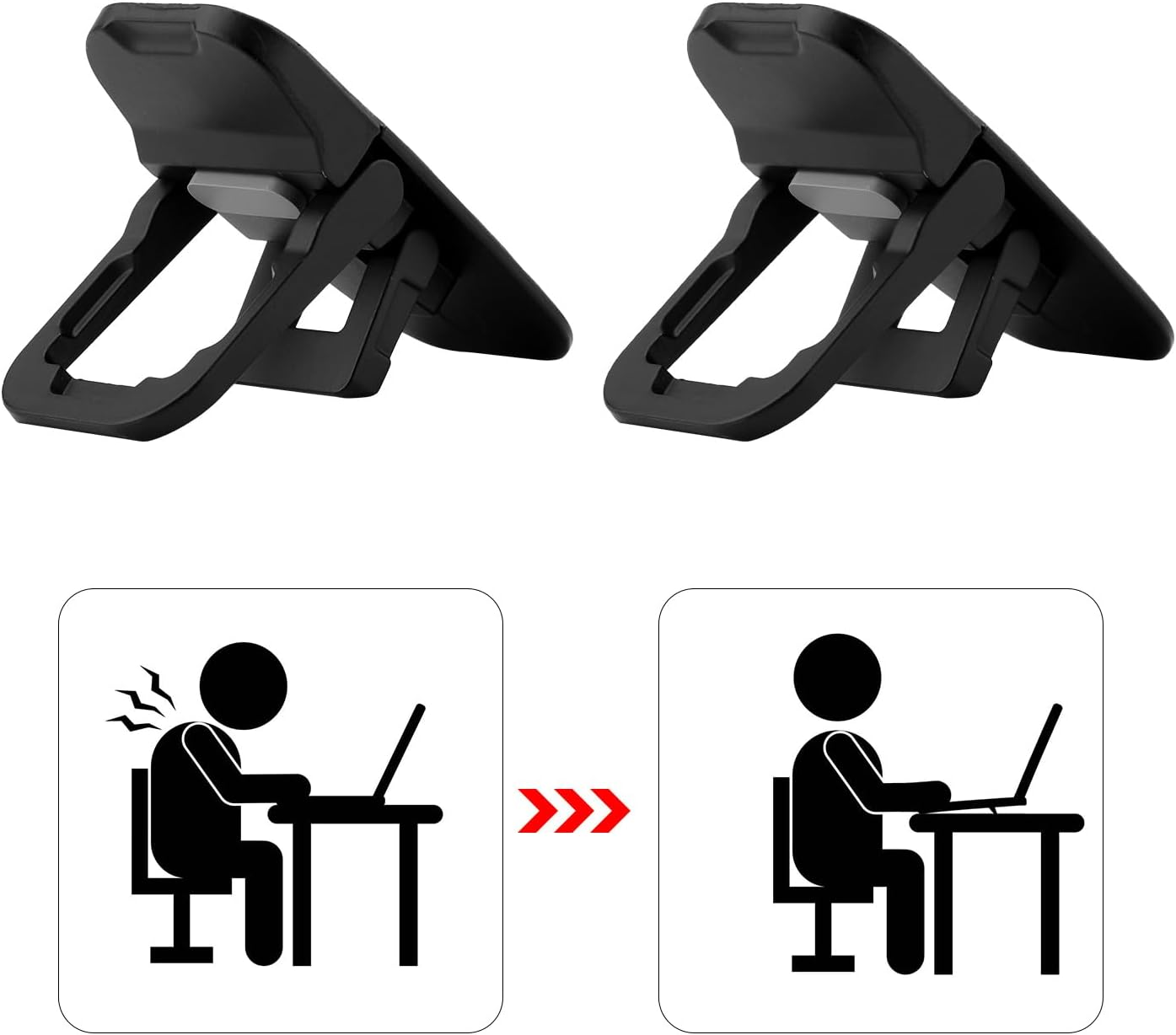 2Pcs Flip Computer Keyboard Stand for Desktop, Mini Computer Cooling Stand Invisible Heightened Dual Tilted Adjustable Keyboard Riser Ergonomic Office Desk Accessories for Notebook (Black) image number 6