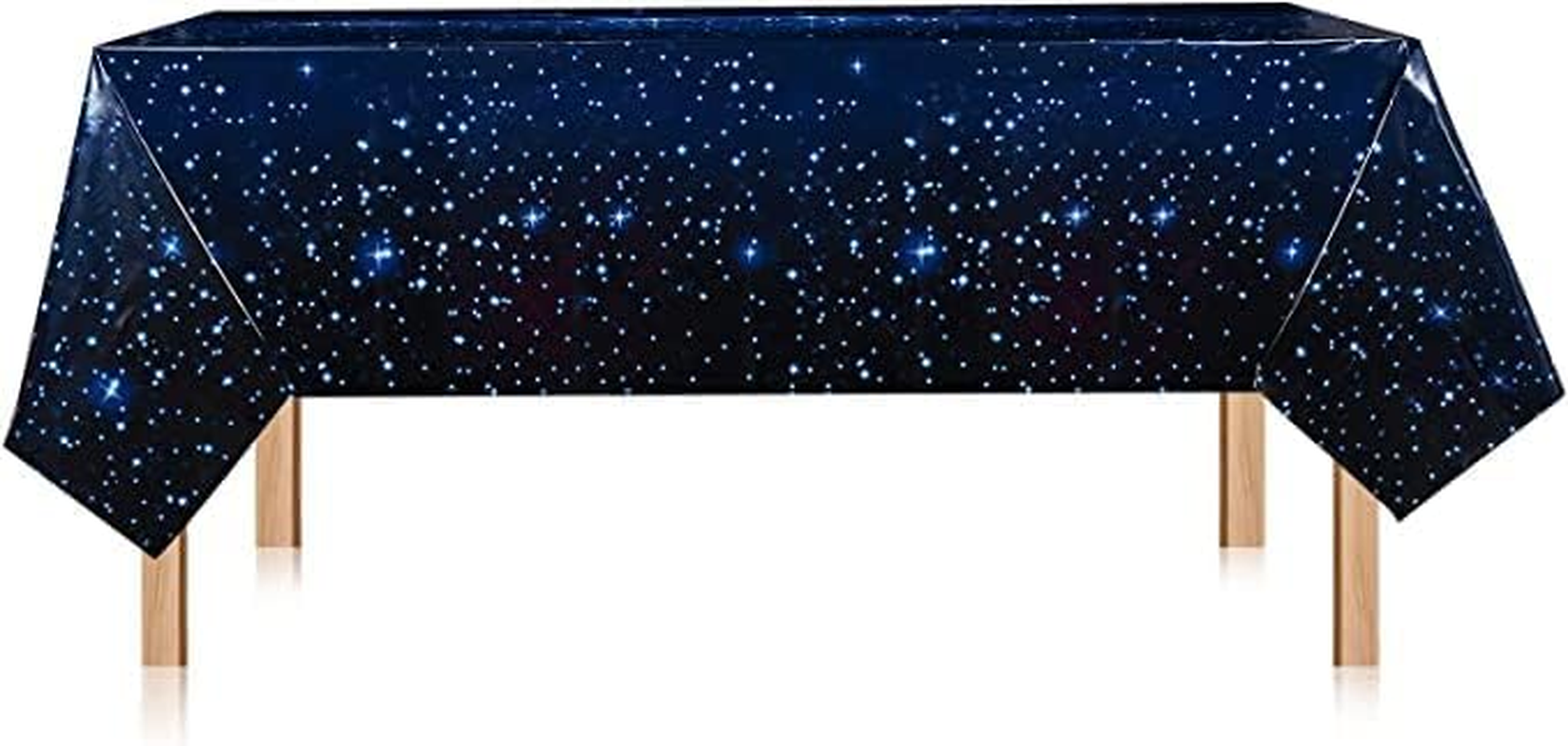 Space Tablecloth Starry Night Tablecloths 4PCS Decorations Plastic Galaxy Table Cover Space Stars Theme Party Supplies for Birthday Home Decorations, Waterproof Oil Proof Star Tablecloth 54'' X 108'' image number 5