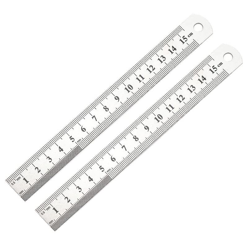 1/2 X 10Cm 15Cm 20Cm Double Sided Stainless Steel Metal Ruler Rule Precision, Durable, Professional Measuring Tool with 1Mm Graduation
