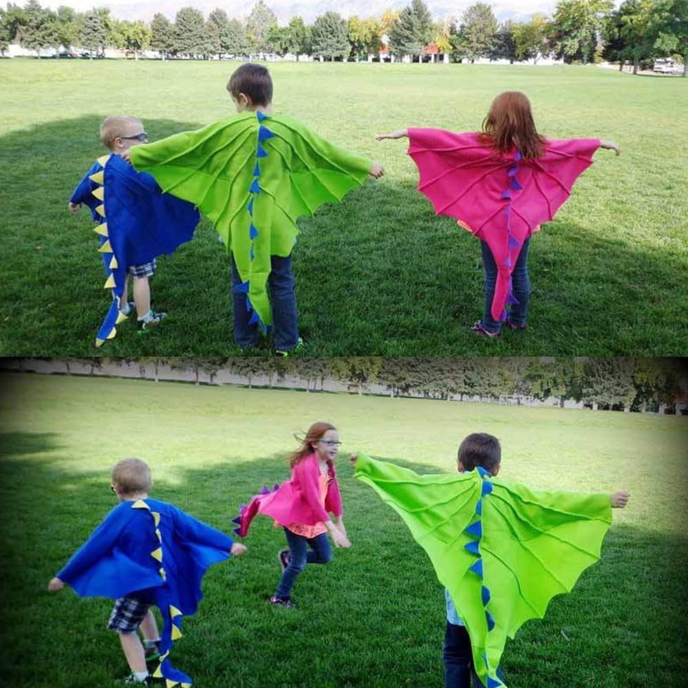 AUTOWT Dinosaur Costume Cape Set for Kids, 3 PCS Children Dragon Wing Cloak with Mask and Hat, Dino Clothes Outfits for Boys Girls Toddler Birthday Halloween Pretend Dress-Up Party Favors - Fuchsia image number 4