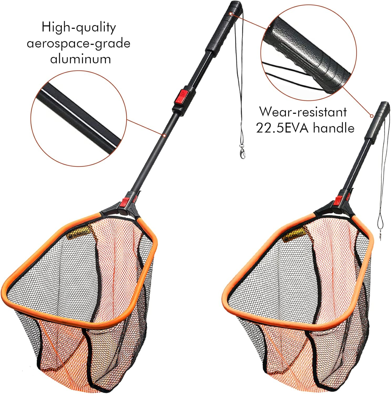 Black Paw Floating Fishing Net - Telescopic, Foldable, Rubber Coated Landing Net with Neoprene Foam Edging, Aerospace-Grade Aluminum, Easy Catch & Release of Fly, Salmon, Bass image number 4