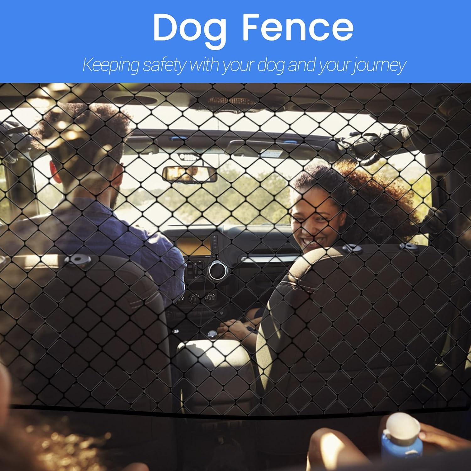 Dog Barrier Car Net with Hooks, Pet Barrier for Car, Car Rear Seat Isolation Barrier Net Back Pet Dog Seat Divider, Dog Car Net Barrier Trunk for Car, Trucks, SUV, Vans (47.2'' X 27.5'')