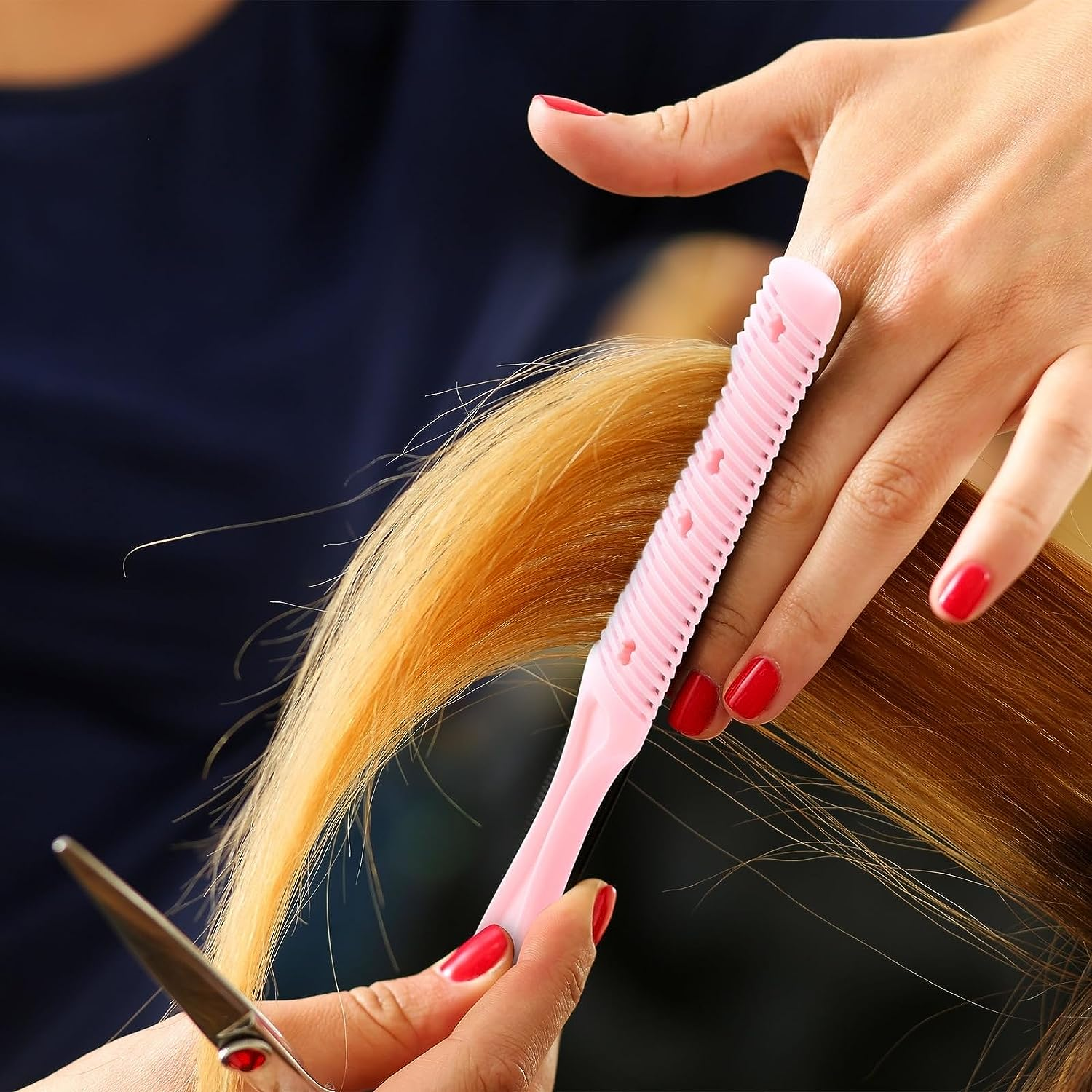 Glamlily 4 Pack Hair Thinning Comb Set, Razor Combs for Women (Assorted Colors, 7.1X1.2 Inches) - Split Ends Hair Trimmer image number 5