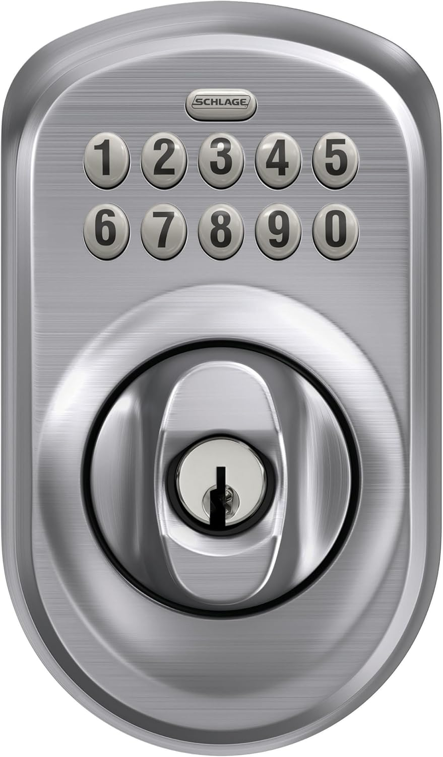 Schlage BE365 Plymouth Keypad Deadbolt, Satin Chrome image number 4