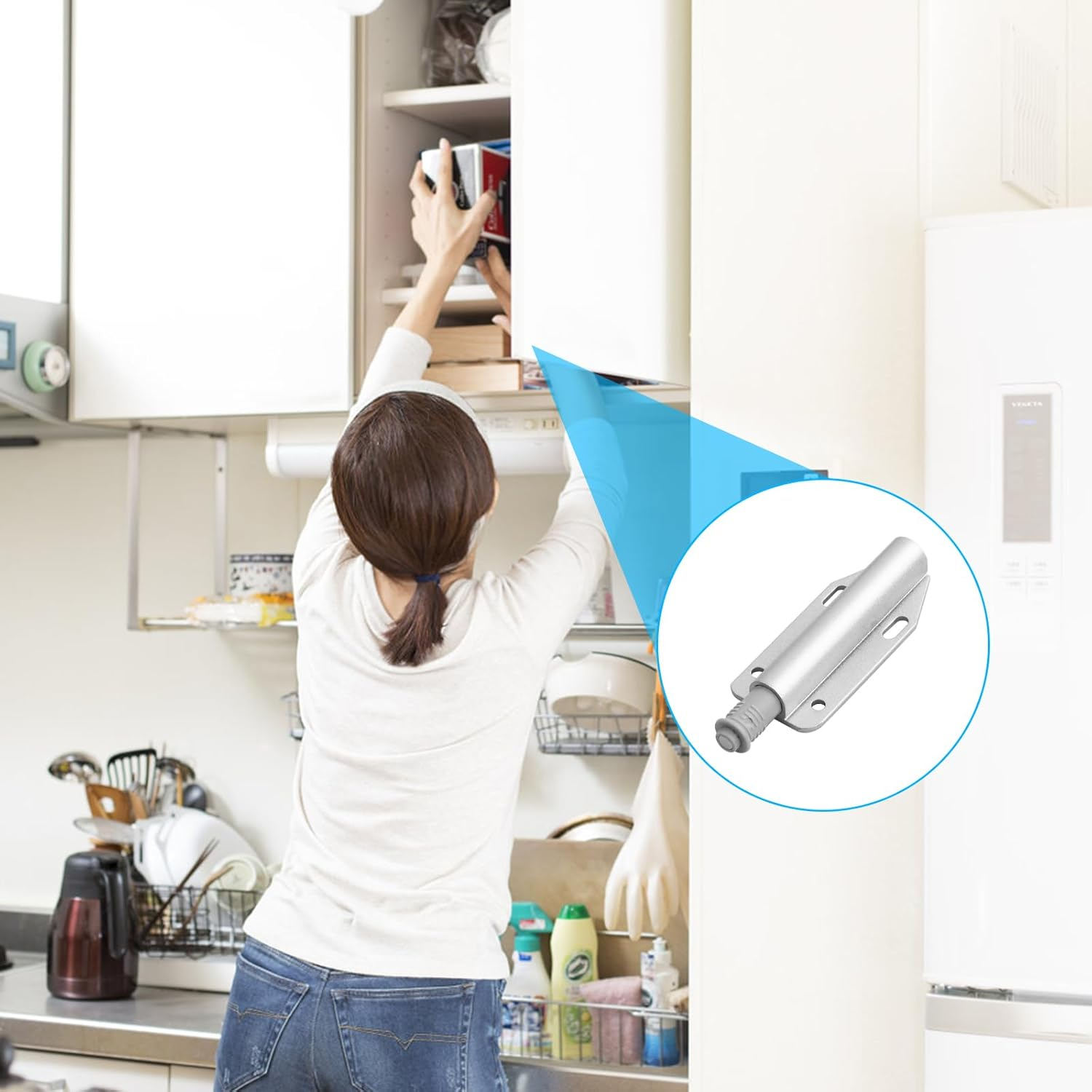 8 Pack Push to Open Door Catches Magnetic Door Push Opener Catch Touch Open Door Latch Open and Close the Door for Door Damper Large Wardrobe Closure image number 6