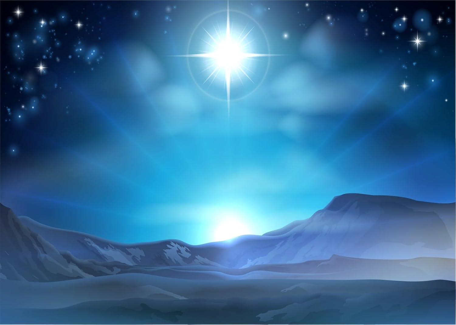 BELECO 7X5Ft Fabric Nativity Scene Backdrop Christmas Star Night Star of Bethlehem over Desert Birth of Jesus Background Christmas Nativity Decorations Religious Belief Bible Story Photo Studio Props