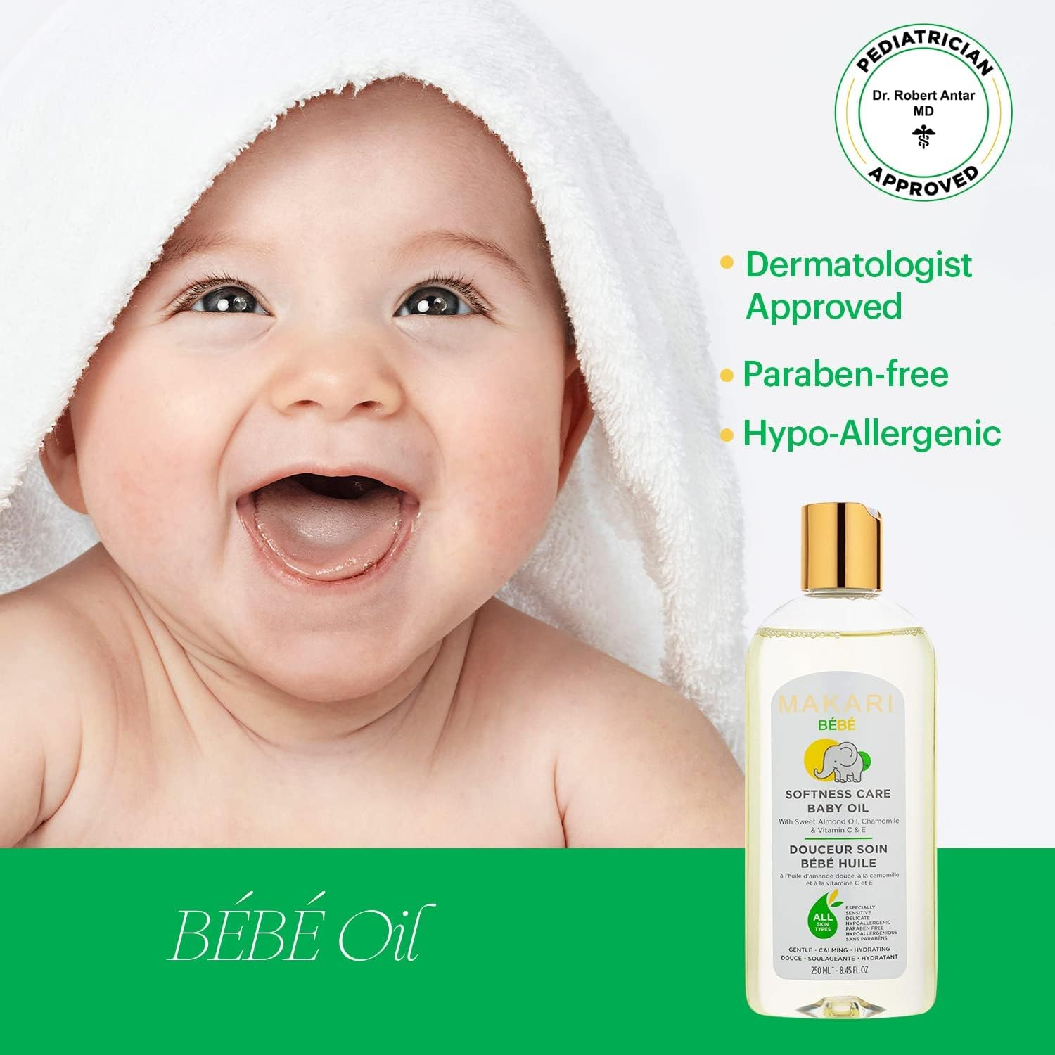 Makari De Suisse Softness Care Baby Oil, Sweet Almond & Chamomile, Vitamins C & E, Pediatrician Approved, Hypoallergenic, Paraben-Free, Moisturizing & Calming, Nourishing for Sensitive Baby Skin, 250Ml (8.45 Fl Oz) image number 4