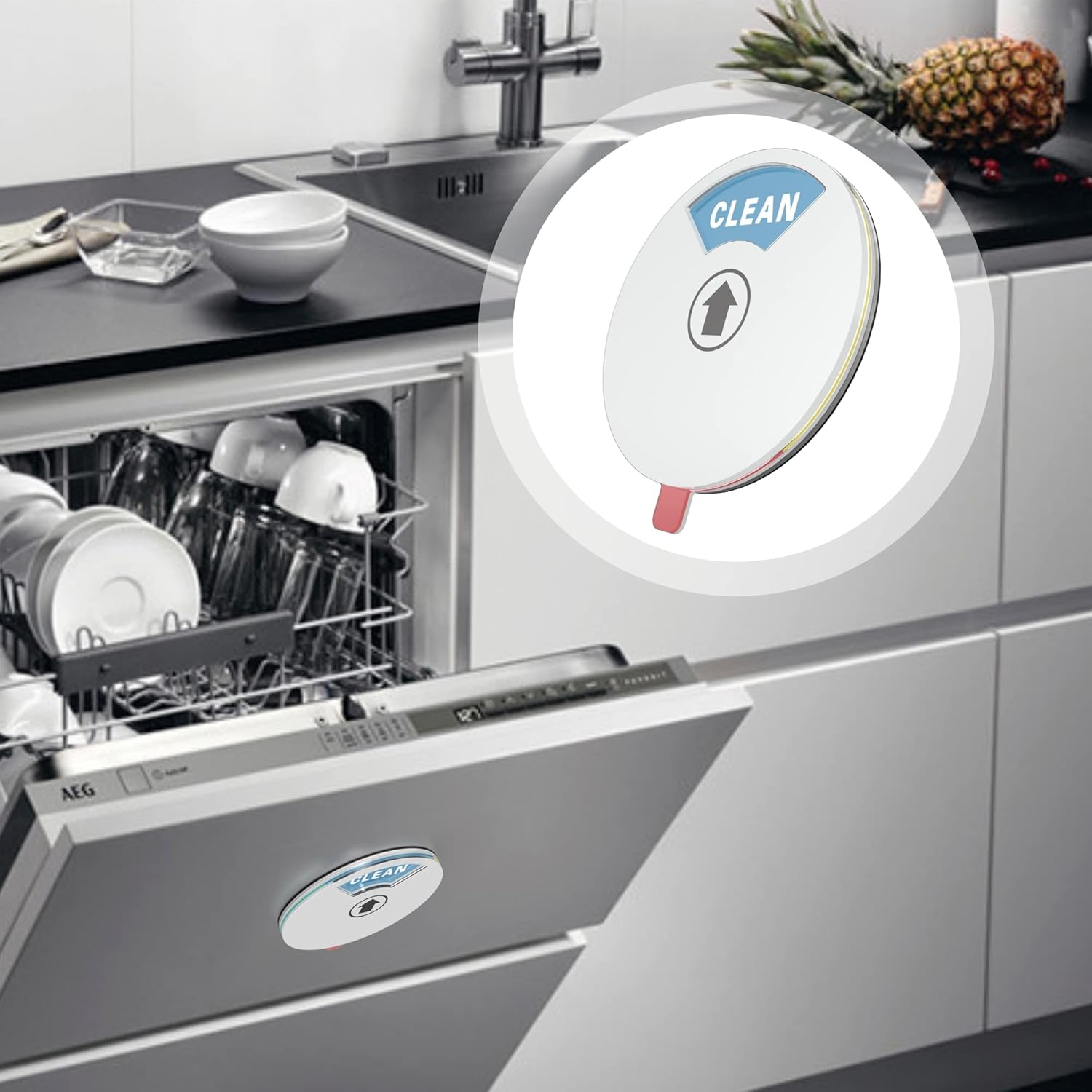 Updated Dishwasher Soft Magnet Clean Dirty Sign, Clean Dirty Running Empty Magnet for Dishwasher with Double-Sided Glue (Silver) image number 3