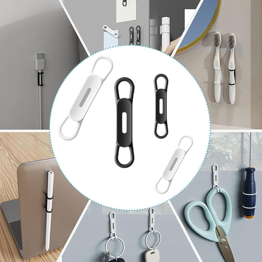 8Pack Magnetic Pen Clip, Adjustable Silicone Magnetic Pen Holder for Refrigerator, Magnetic Dry Erase Marker Holder, for Home, Refrigerator, Office Desk (Black+White) image number 2