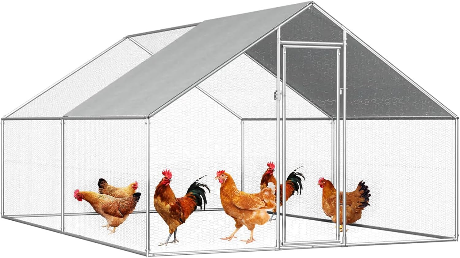 Chicken Coop Large Rabbit Hutch Pet Cage, Walk in Poultry House Coops Hen Run Ferret Habitat Farm Enclosure,2.75 X 4 X 1.92 M image number 1