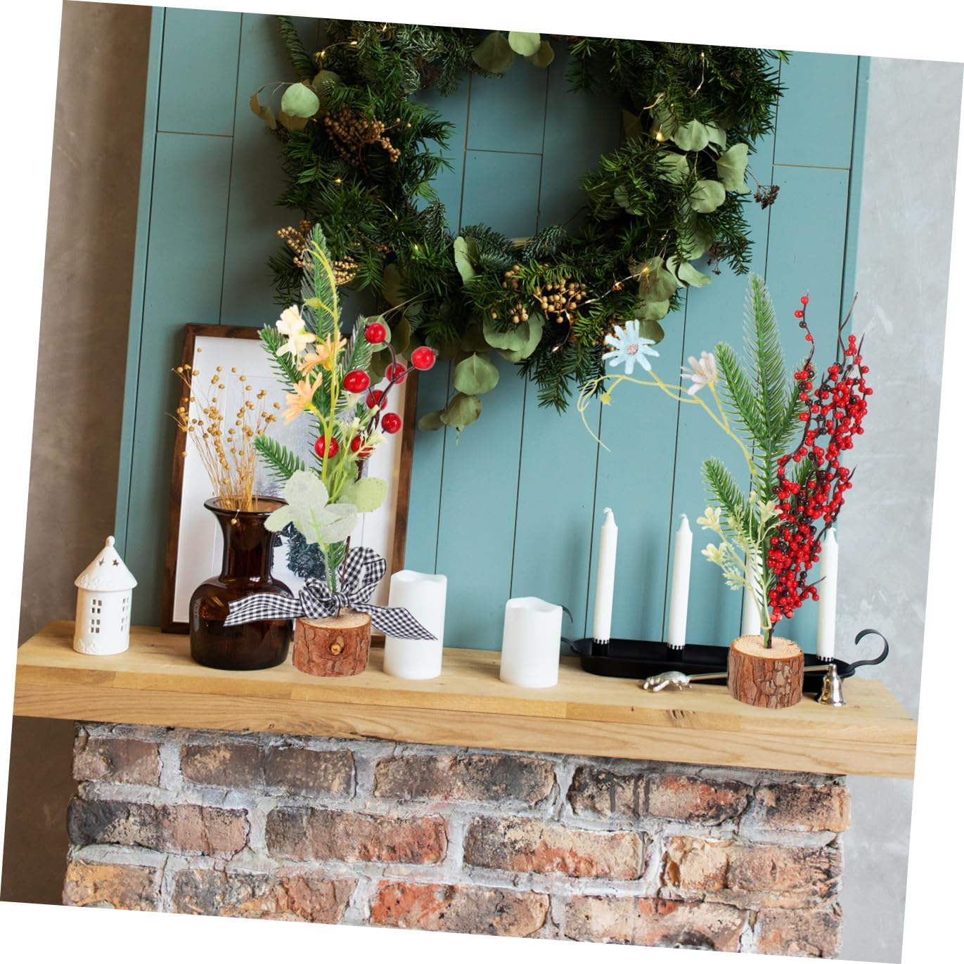 2Pcs Mini Christmas Tree Ornaments for Desktop Xmas Mini Artificial Tree Tinsel image number 6