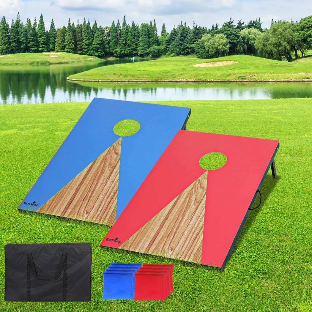 Bopeep 2PCS Kids Bean Bag Classic Cornhole Toss Game Set ，Foldable Wooden Boards with 8 Bean Bags, 90X60Cm，Indoor & Outdoor Fun for Children and Families &ndash; with Carrying Bag image number 2