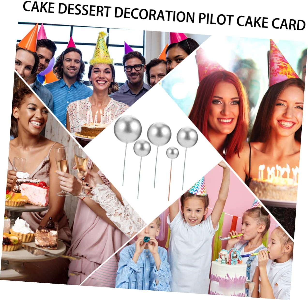 30Pcs Ball Cake Topper Birthday Decorations Pastel Dessert Props Ball Shape Ornament image number 5