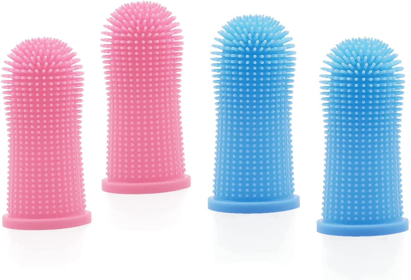 Dog Toothbrush 4Pcs, 360&deg; Dog Finger Toothbrush Silicone Teeth Cleaning Brushes for Cat Dog Pet Dental Care image number 1