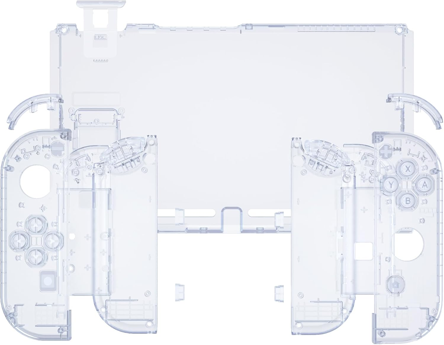 Extremerate DIY Replacement Shell Buttons for Nintendo Switch, Crystal Glacier Blue Custom Back Plate for Switch Console, Housing Case with Colorful Buttons for Joycon Handheld - No Controller image number 1