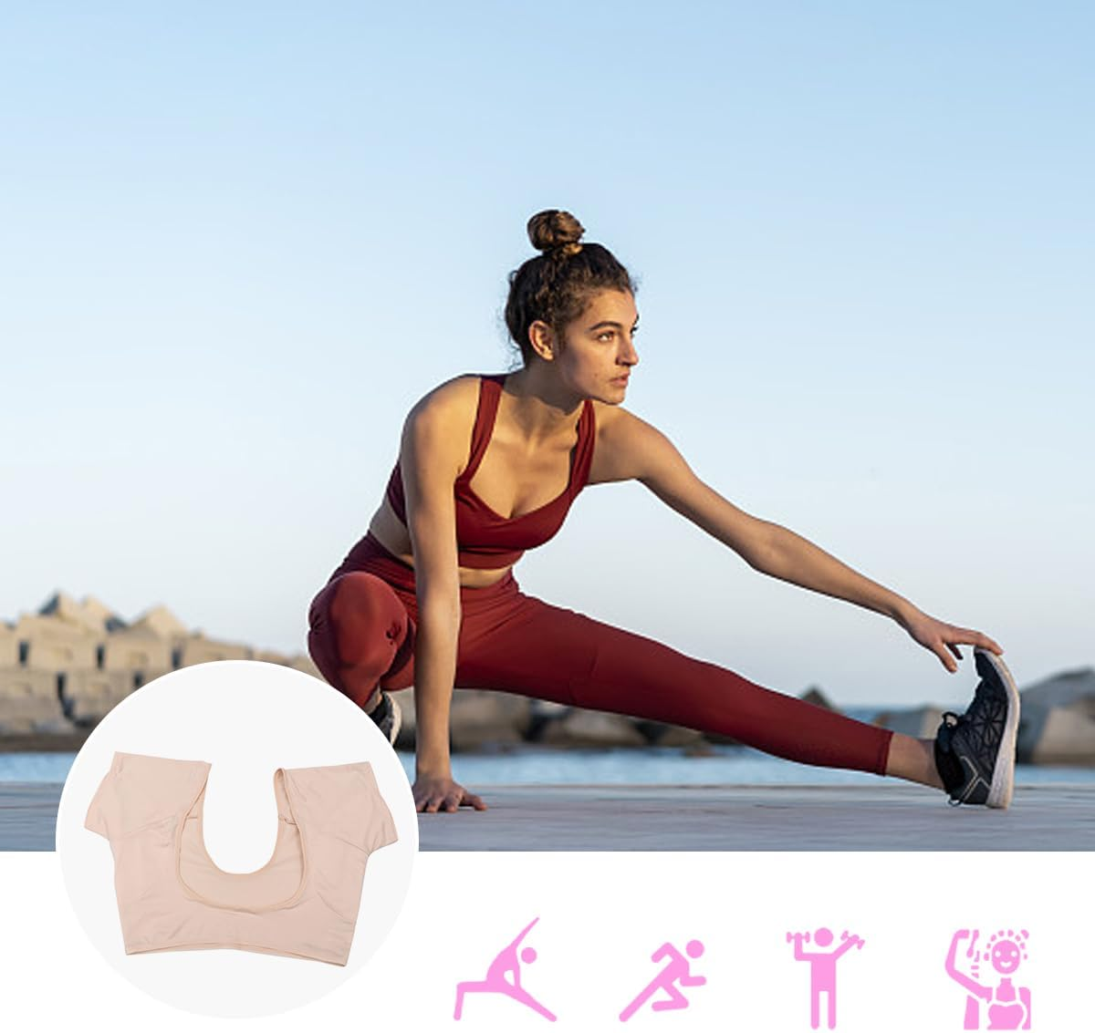 Baluue Breathable Underarm Sweat Vest for Women Quick Absorb Short Sleeve Sweat-Proof Pads Moisture Guard Vest for Summer Outdoor Activities and Daily Wear image number 1