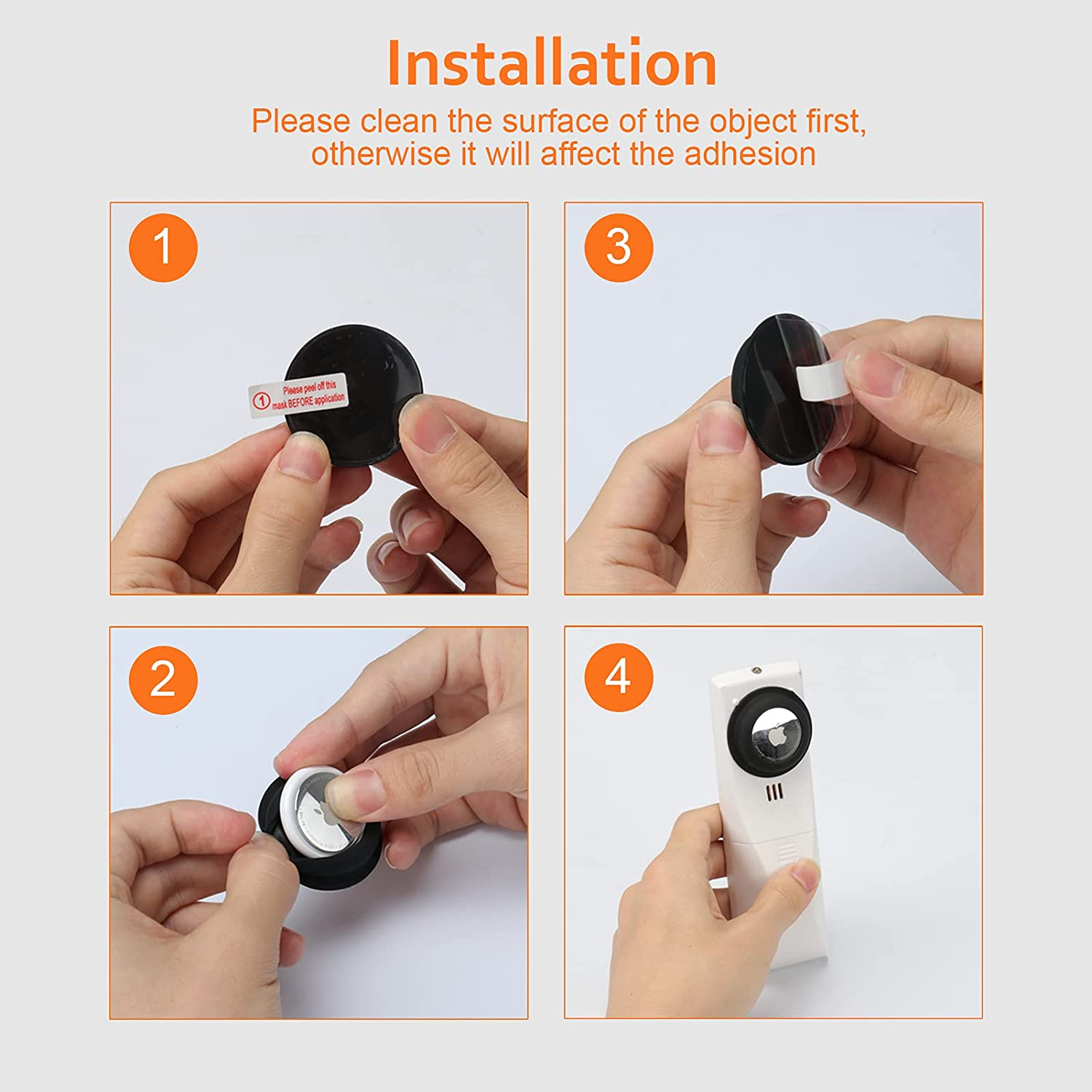 Aimtel Case Compatible with Apple Airtags Case Holder Cover Airtag Sticker Stick on Adhesive Mount Silicone for Bike Bicycle Car Pet Dog Collar 4 Pack image number 6