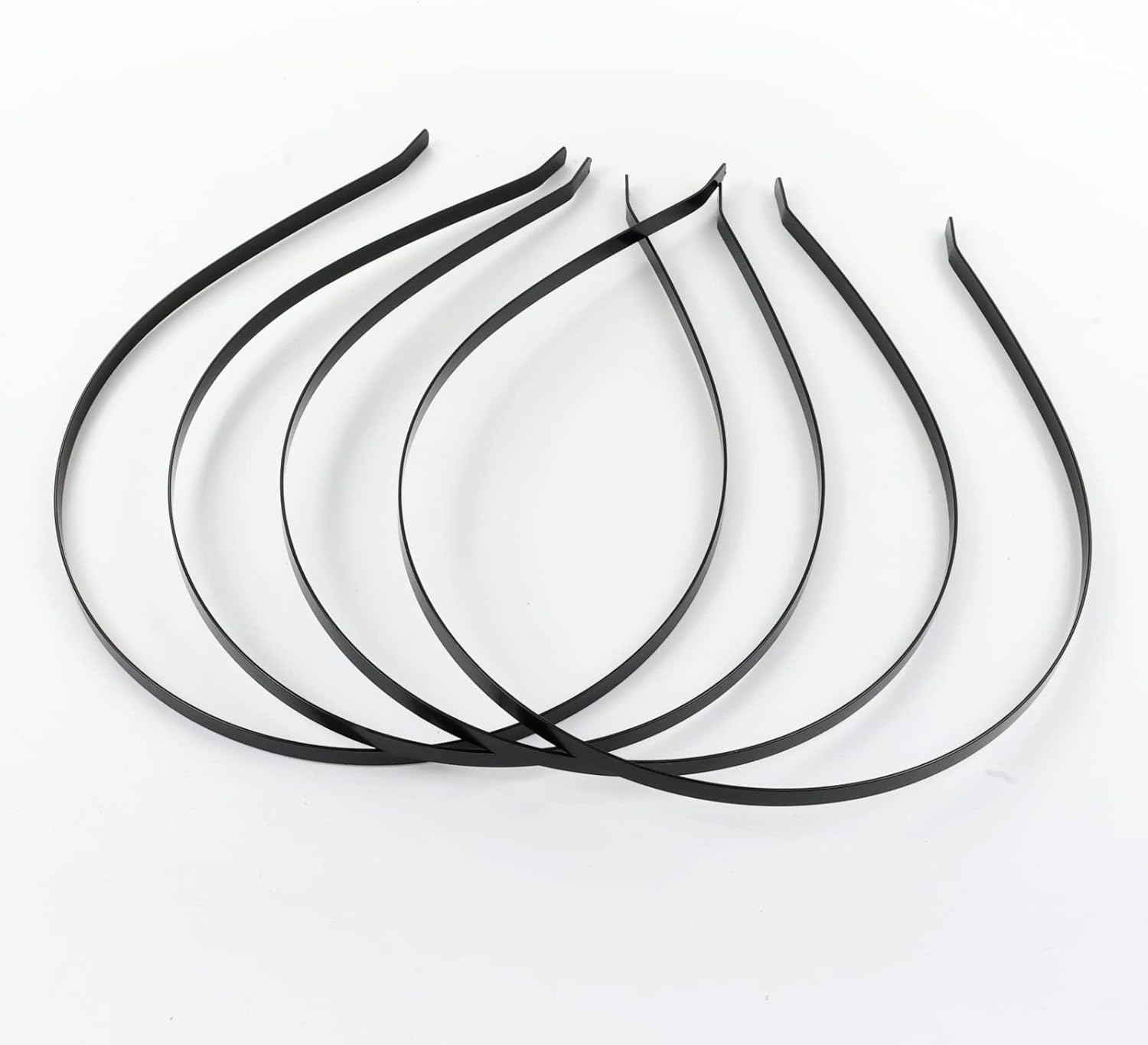 Cinaci 30 Pack 5MM /0.2 Inch Wide Thin Blank Plain Smooth Metal Base DIY Headbands Hair Bands for Women Men Girls Hair Accessories Craft Silver Gold Black (Black) - Silver image number 4