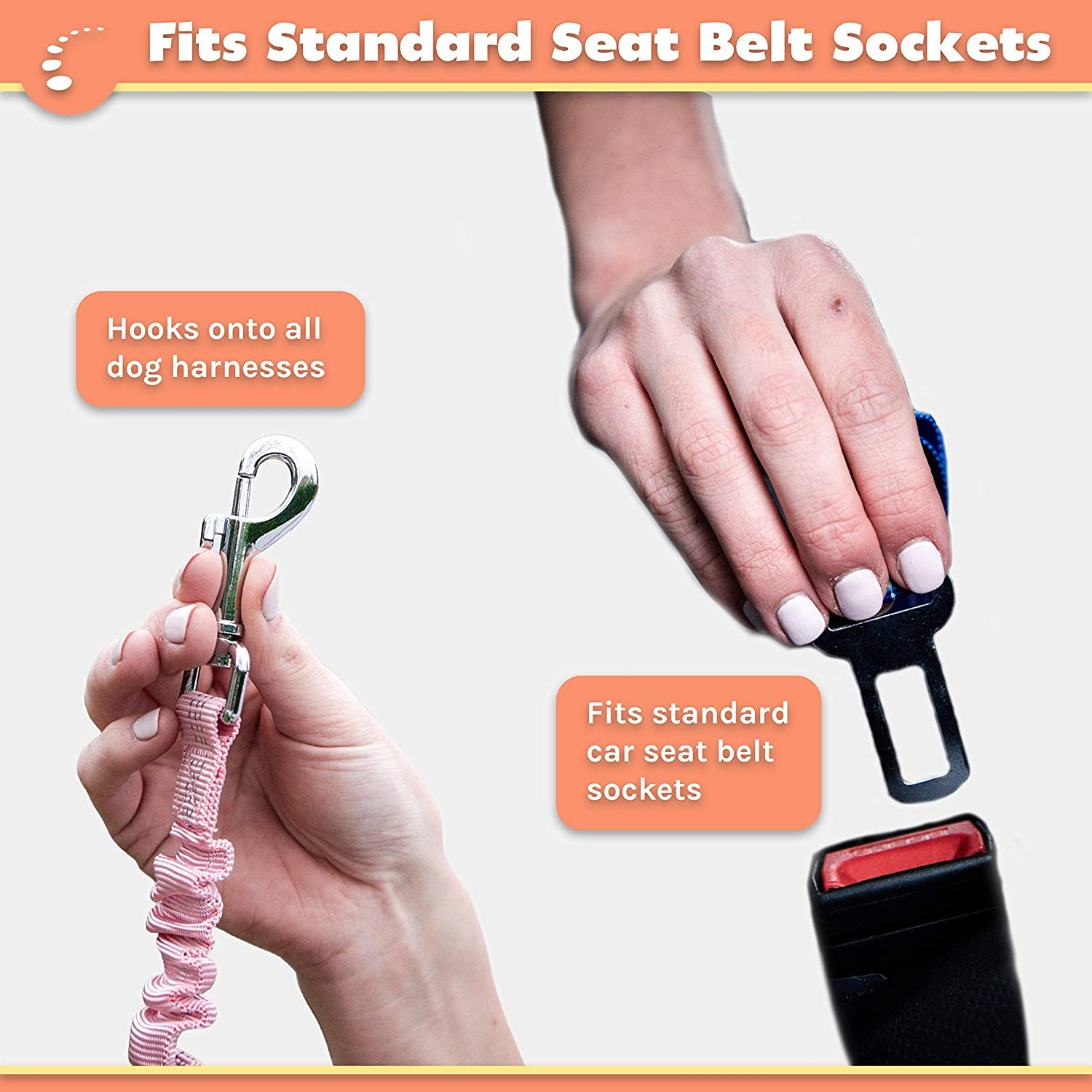 Zenify Dog Car Seat Belt Extendable Lead (2 Pack) - Bungee Leash for Dogs Puppies - Pet Adjustable Elastic Seatbelt Harness Vehicle Safety Birthday Road Trip Gift Idea (Green)