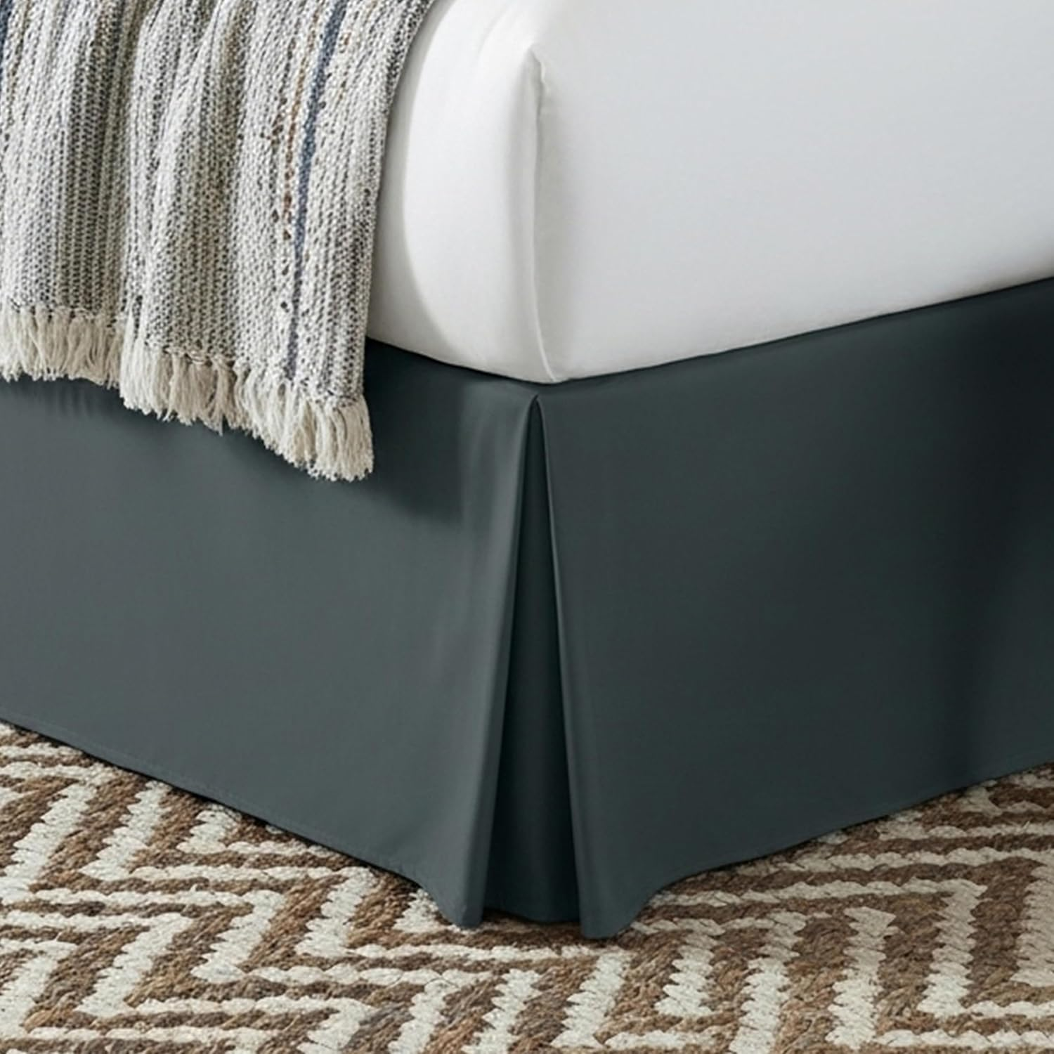 NY Threads - Pleated Bed Skirt - Queen - Easy Fit - Soft Brushed Microfiber, 16 Inches Drop - Simple Design, Machine Washable - Ideal for Hiding under - Base Bed Skirt - Grey image number 2