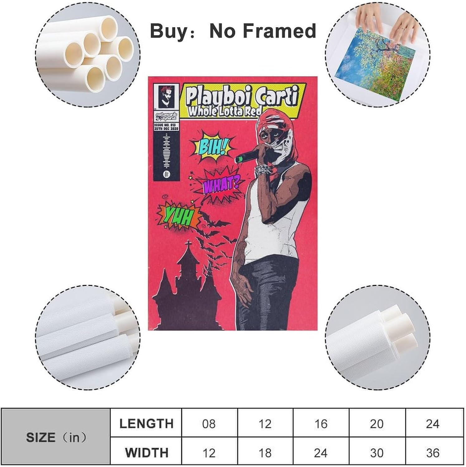 Palyboi Carti Poster Comic Book Poster Canvas Painting Wall Art Picture Home Decor Print for Bedroom Living Room Dorm Study Bar Office 12X18Inch(30X45Cm) image number 2