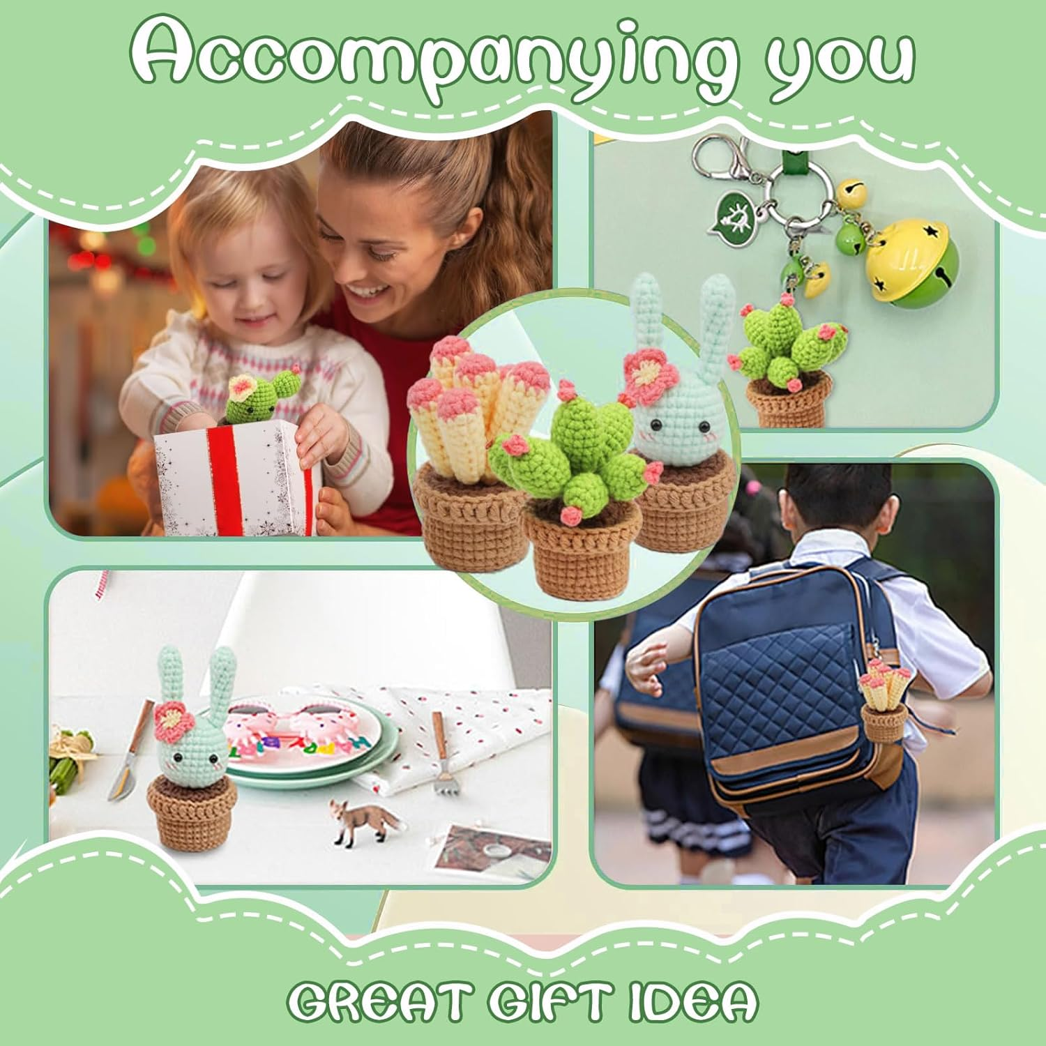 6 Pcs Crochet Kit for Beginners, Crochet Starter Kit, Beginner Crochet Kit for Adults, with Crochet Hooks, Crochet Supplies, Plastic Eyes and Instructions image number 1