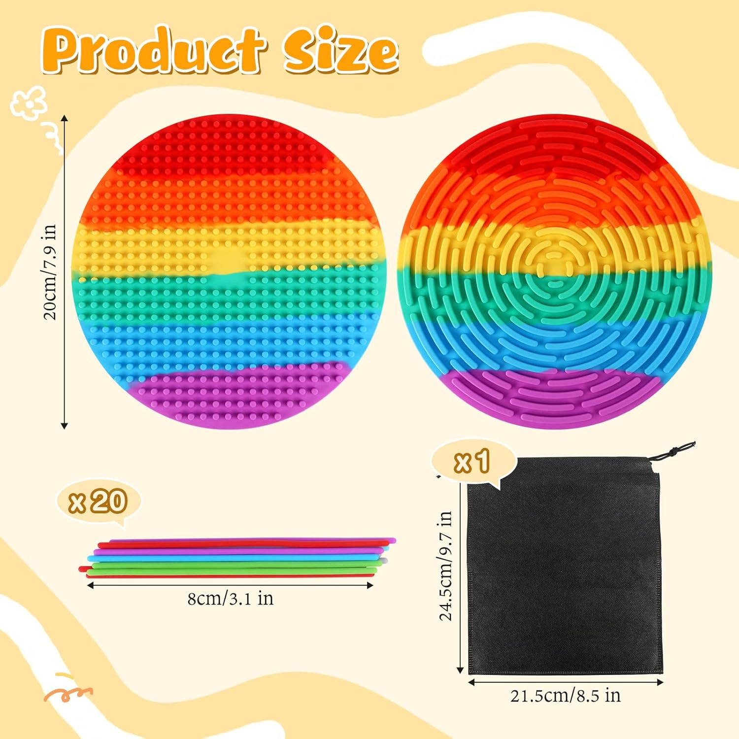 Large Size 7.9'' Push Peel Sensory Activity Board with Storage Bag Silicone Double-Sided Sensory Fidget Board Toys for Kids Adults Stress Relief Calming Anxiety Focus Travel Essentials - Rectangular - 11Cm X 17Cm image number 4