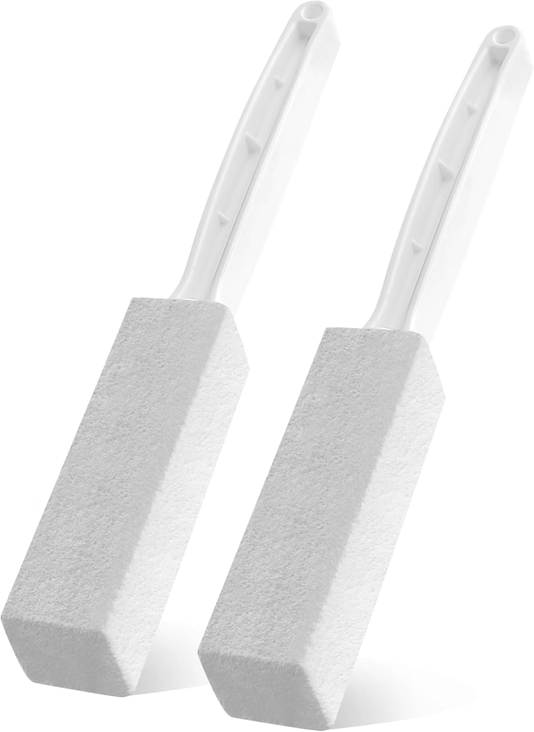 （2Pack） UNOD White Cleaning Pumice Stone with Handle，Toilet Bowl Cleaner，Removing Hard Water Stain Ring。Clean up the Stains on Tiles, Bathrooms & Pools. (4, W) image number 1