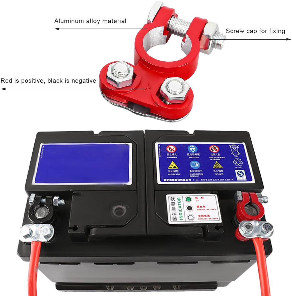 4 PCS Battery Terminal Connector, anti Corrosion Car Battery Terminal Clamp Connector, Adjustable Positive Negative Battery Post Connector, Replacement Car Accessories image number 2
