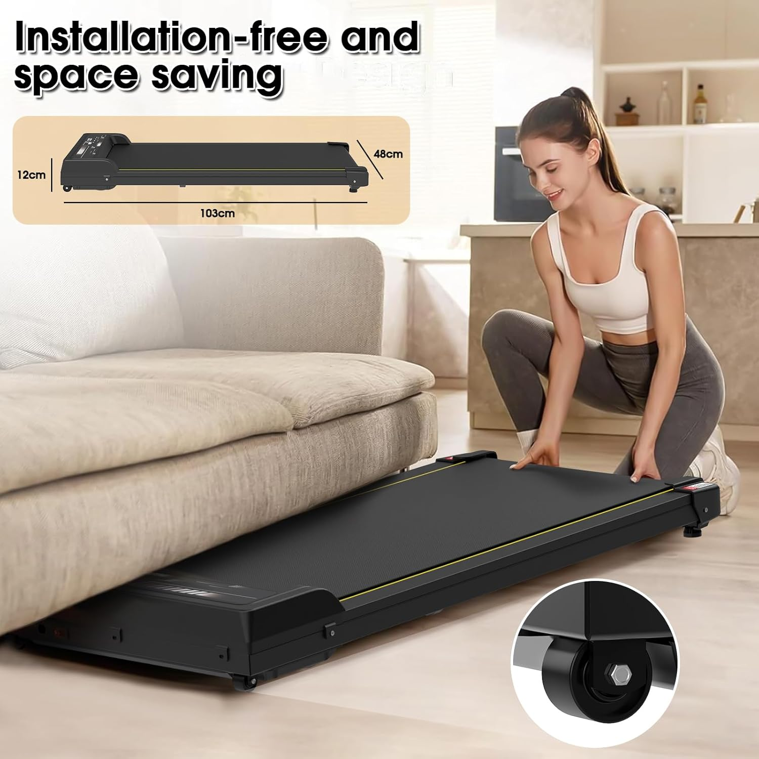 Advwin Walking Pad Treadmill, under Desk Electric Treadmill for Home, Compact Portable Walking Jogging Running Machine with Shock Absorption | Non-Slip | LED Display | Low Noise image number 1
