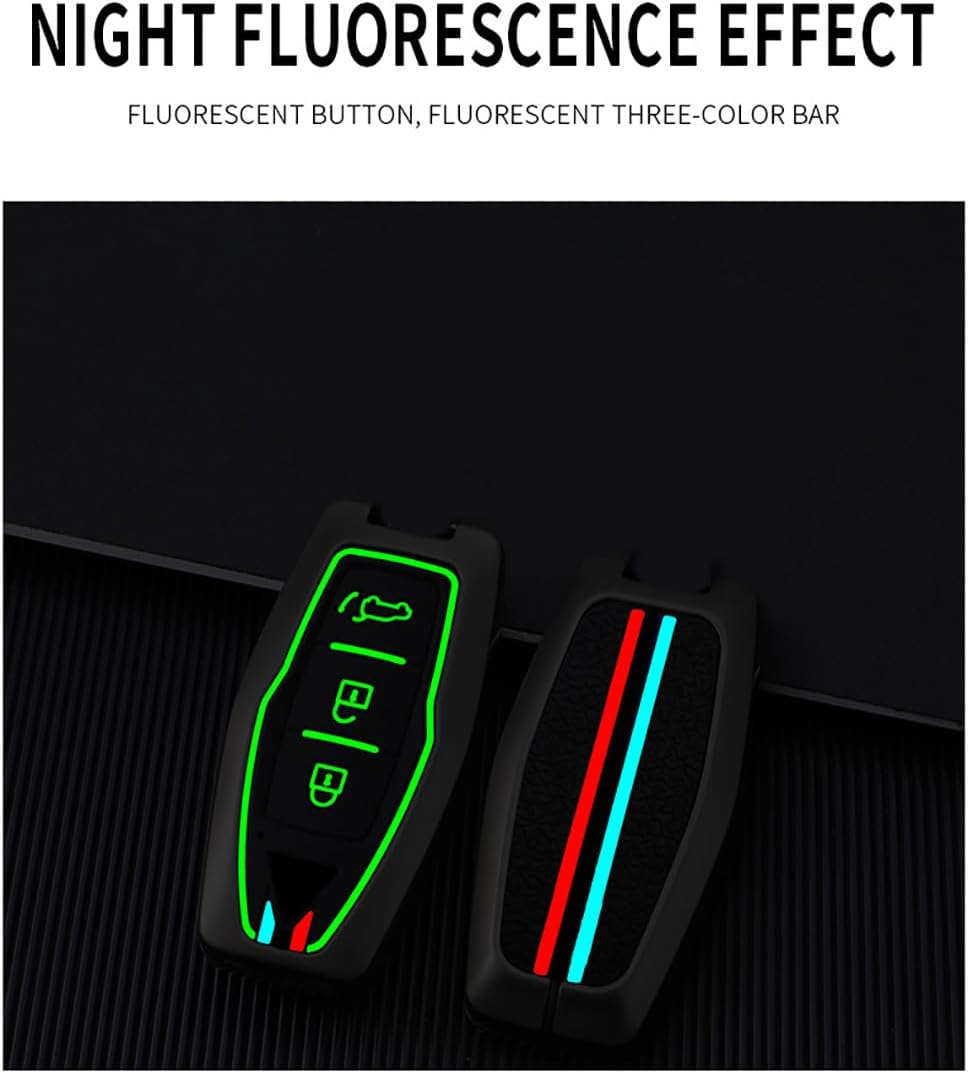 Ontto Alloy Car Key Fob Cover Fit for Mitsubishi Outlander 2022 2023 Smart Key Case Keyring Silicone Key Shell Holder Bag Keychain Protection Accessories Silver A image number 5