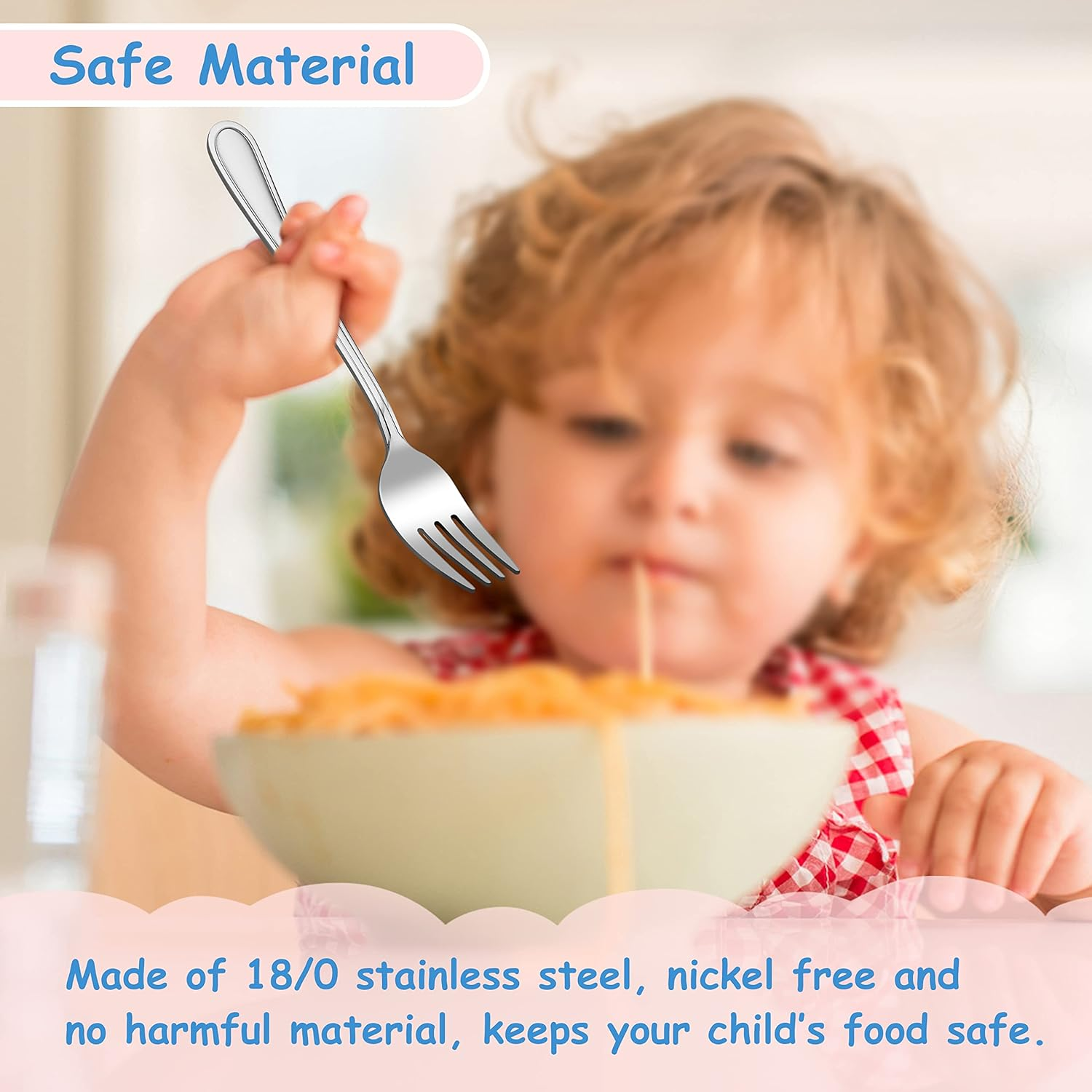 Herogo Toddler Fork Set, 7-Piece Stainless Steel Children Kids Forks Set with Blue Storage Case, Portable Kids Cutlery Set for Kindergarten, School, Travel, Barbecue, Child Friendly & Dishwasher Safe image number 2